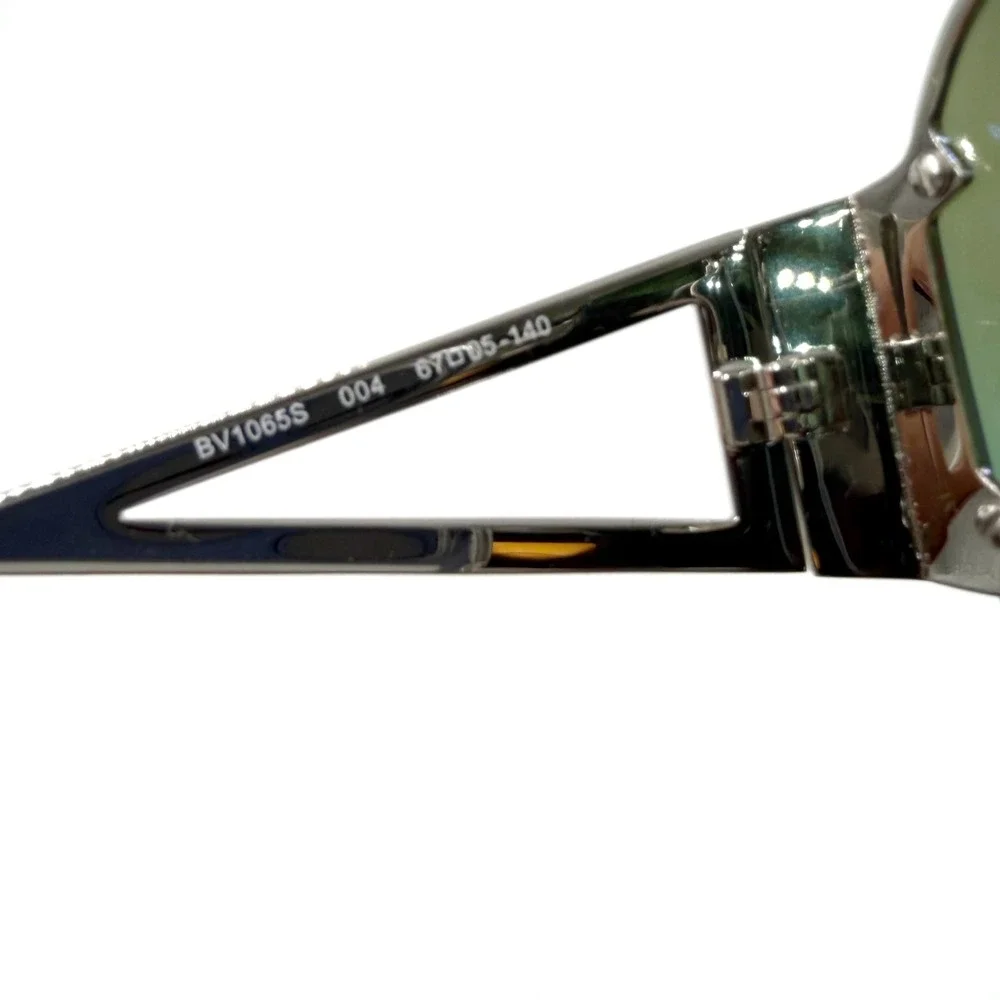 Bottega Veneta BV1065S Sunglasses Silver Iridescent Mirror Shield Oversized‎